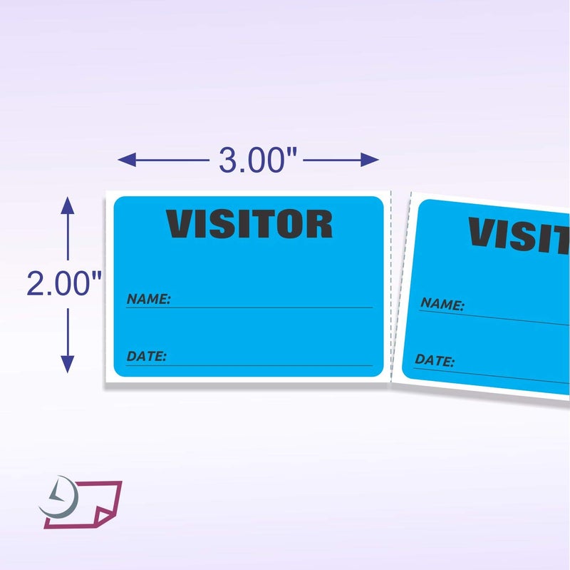 NextDayLabels - 3 x 2 Visitor Labels Pass, ID Labels and Safety Identification Badge Stickers 500 Per Roll (Fluorescent Blue) - Image 2